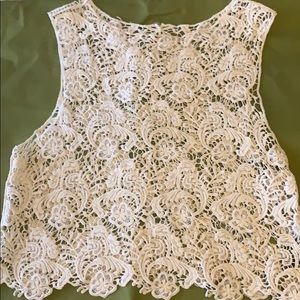Coco + Carmen Crochet ivory top